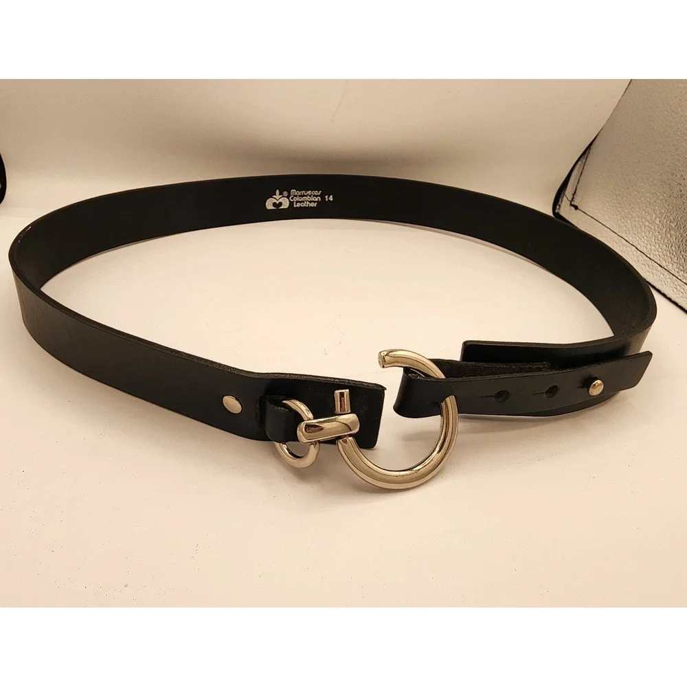 Marruecas Colombian Leather Belt Black Silver Hook Equestrian Boho Western 14